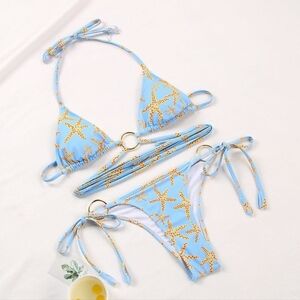 Sun Imperial Blue Starfish Print Two-Piece Bikini Set Size M